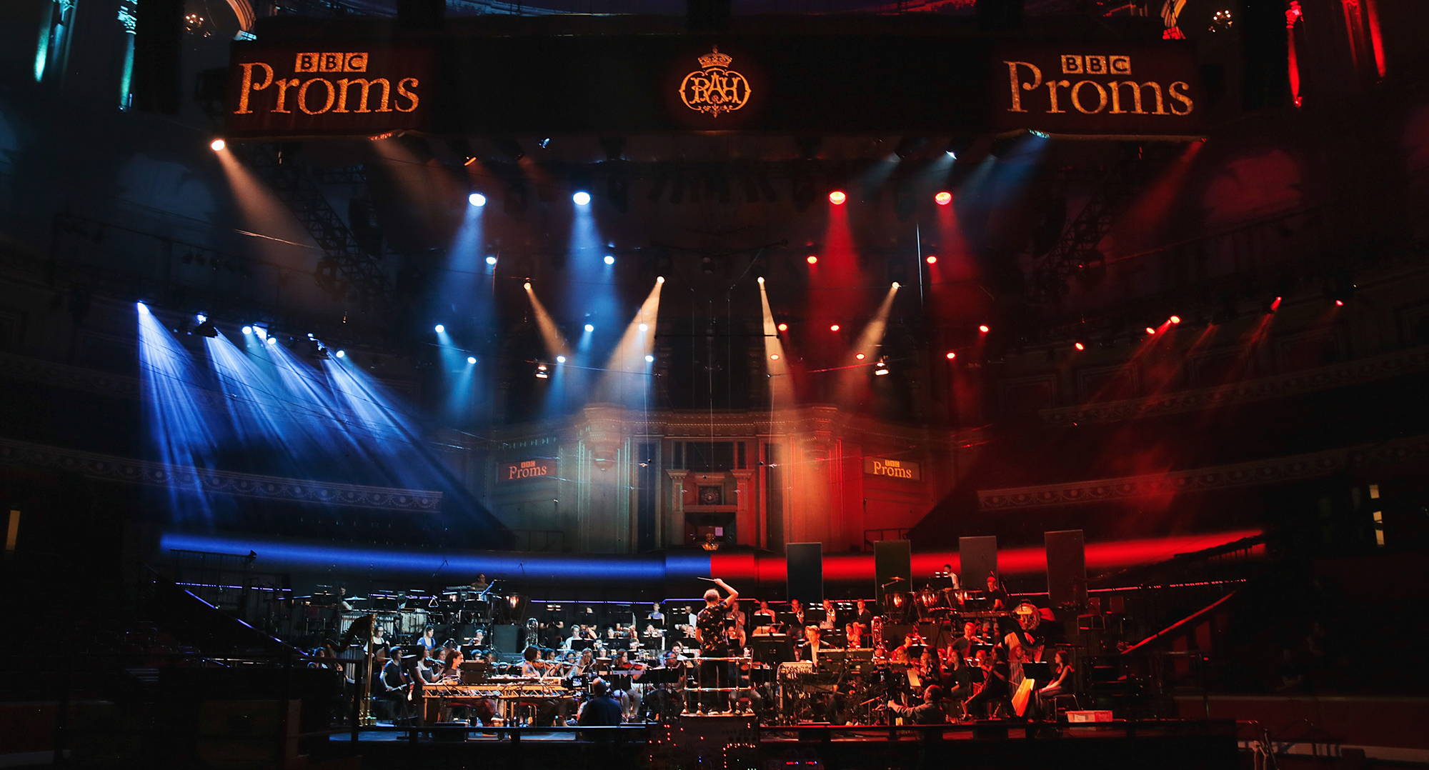 The London Contemporary Orchestra, James Bulley, and Shiva Feshareki performing Daphne Oram's 'Still Point' at the Royal Albert Hall for the BBC Proms.